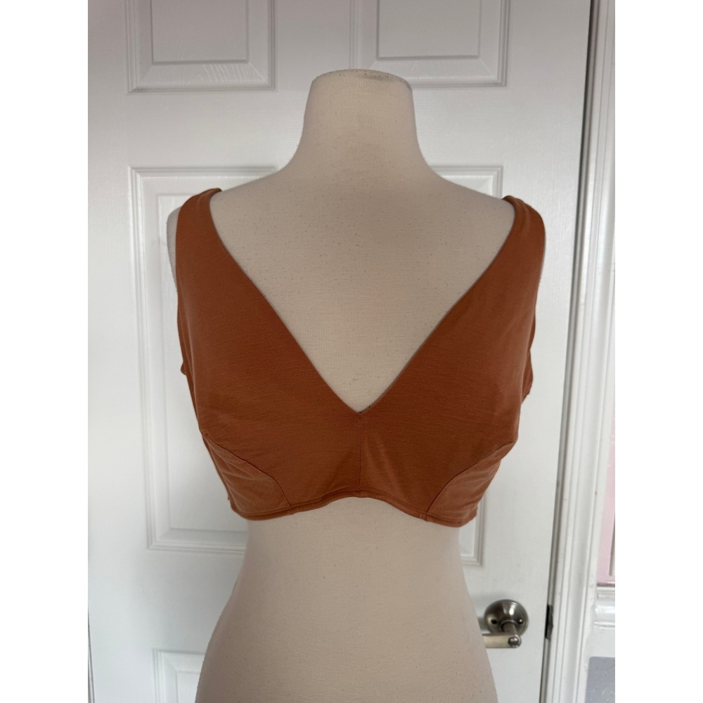 Parade Bra Bralette Scoop Pull On Tencel‎ Lycra Solid Brown Sz Large